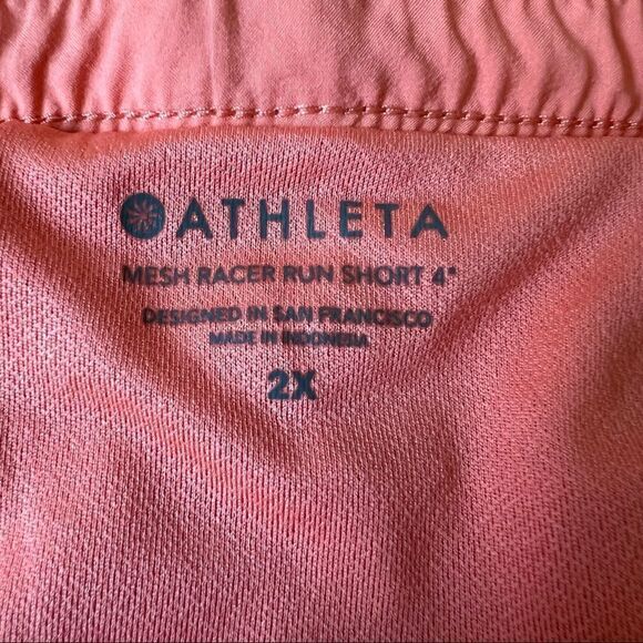 ATHLETA Plus Size Mesh Racer Run 4” Island Coral Breathable Short - Picture 2 of 12